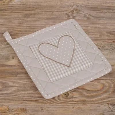 Immagine prodotto di Portapentole country house premium a pois con cuore a quadretti 20x20 cm