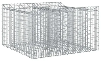 Image de vidaXL Jardinière surélevée en gabions, 100 x 100 x 60 cm, acier galvanisé, argenté