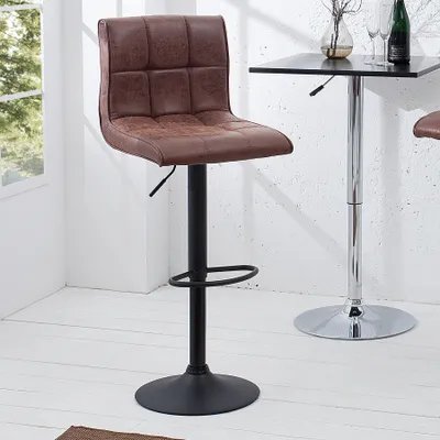 Produktbild von riess-ambiente Höhenverstellbarer Barhocker MODENA vintage braun Microfaser Metall schwarz mit Lehne drehbar Barstuhl Tresenstuhl Tresenhocker