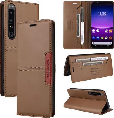 Produktbild von Handyhülle für Sony Xperia 1 IV Hülle, Leder Flip Wallet Kartenfach Stand Schutzhülle Braun