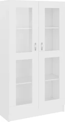 Image de vidaXL Armoire vitrine blanche 82,5x30,5x150 cm Bois composite - Bibliothèques & Armoires à livres