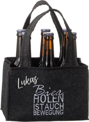 Produktbild von Männerhandtasche, Flaschenträger, Flaschentasche "Bier holen ist auch Bewegung"