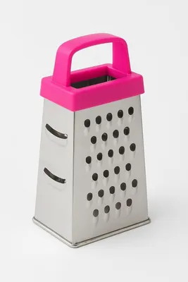 Produktbild von Edelstahl Mini Vierkantreibe Höhe 6,6 cm ideal als kleine Käsereibe Knoblauchreibe Ingwerhobel Parmesanreibe bei Tisch Ingwerreibe 4-seitige Turm Küchenreibe (rosa)