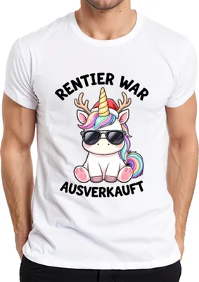 Produktbild von Rentier t Einhorn Weihnachten Weihnachtsmütze Geschenk Herren T-Shirt, Weiß, S