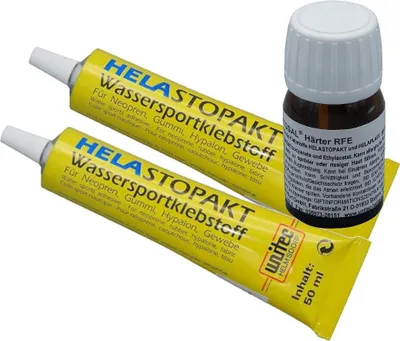 Productafbeelding van HELASTOPAKT: Waterdichte lijm voor watersport, buisdekpads, SUP-lijm. ELASTOSAL: Harsverharder. RFE - Hoeveelheid: 100g + 10g VERHARDER