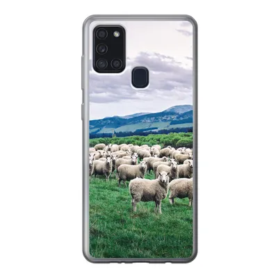 Produktbild von MuchoWow® Handyhülle Schutzhülle Hülle für Samsung Galaxy A21s Schafe - Natur - Gras Silikon Softcase Handy Hülle - Hartschale