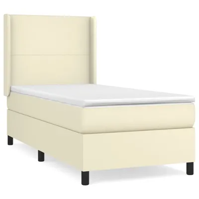 Zdjęcie produktu dla vidaXL Łóżko sprężynowe z materacem kremowe 80x200 cm imitacja skóry