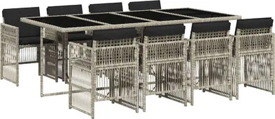 Obrázok produktu pre vidaXL 9-dielny záhradný jedálenský set s vankúšmi svetlosivý polyratan