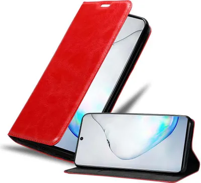 Obrázok produktu pre Cadorabo puzdro pre Samsung Galaxy NOTE 10 ochranné puzdro v červenej farbe puzdro na mobilný telefón kryt magnetické zatváranie