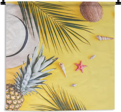 Produktbild von MuchoWow® Wandteppich Wandbehang Sommer - Gelb - Strand 150x150 cm Tapisserie Dekoration Wandtuch - Wohnaccessoires - Modernes