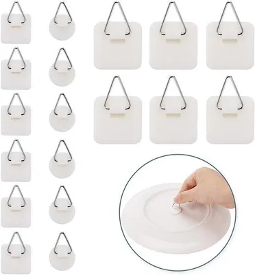 Obrázok produktu pre Plastové držiaky na dosky – samolepiace závesné háčiky – 18 ks – plast – samolepiace – sada