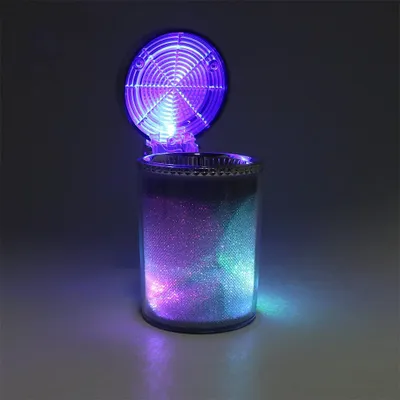 Produktbild von Auto Aschenbecher mit LED-Licht Zigarre Aschenbecher Behälter Rauchasche Zylinder Rauchbecher Becherhalter Aufbewahrung Cup Autozubehör