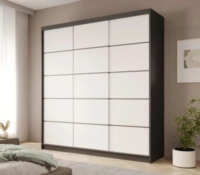 Obrázek produktu pro Šatní skříň s posuvnými dveřmi 200 cm MENTIS - černá / bílá