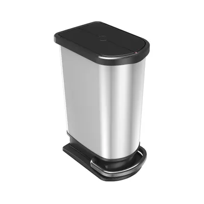 Obrázok produktu pre Rotho 11665, 50 L, Obdĺžnikový, Polypropylén (PP), Kovová, Strieborná, Pedál, 440 mm