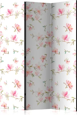 Produktbild von 3-teiliger Doppelseitiger Vlies Paravent - Fresh Magnolias 135x172 cm Blumen b-B-0313-z-b