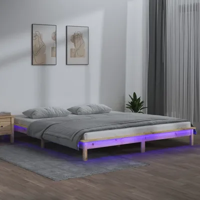 Image de Maison Exclusive - Lit en bois massif avec LED 140x200 cm