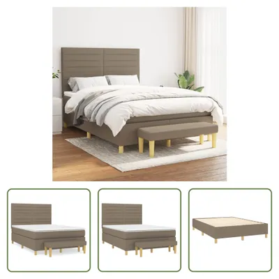 Produktbild von The Living Store Boxspringbett mit Matratze Taupe 140x190 cm Stoff