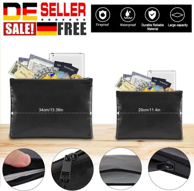 Produktbild von Feuerfeste Dokumententasche Feuersichere Geldkassette Lagerung Safe Wasserdicht Größe 29*20cm