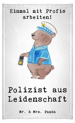 Produktbild von Mr. & Mrs. Panda Handtuch Polizist Leidenschaft - Weiß - Geschenk, Polizei, Baumwollhandtuch, Klein, Cop, Frotteehandtuch, Gäste-WC, Frotteetuch