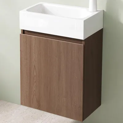 Produktbild von Mai & Mai Badmöbelset Badezimmermöbel bestehend aus Waschbecken und Waschbeckenunterschrank in Eiche Stirling, BTH: 46x26x63cm Pisa02