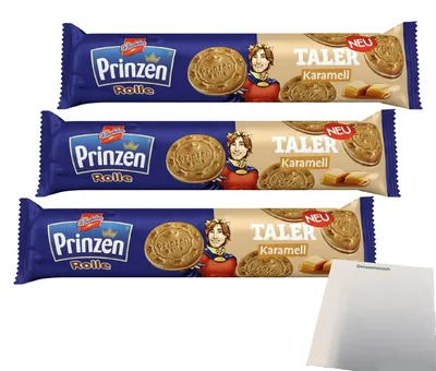 Produktbild von DeBeukelaer Prinzenrolle Taler Karamell 3er Pack (3x162g Packung) + usy Block
