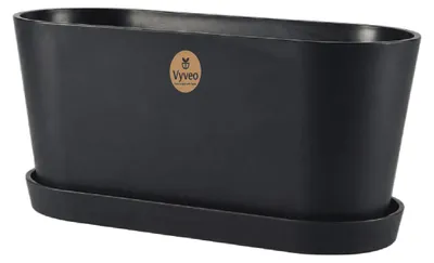Produktbild von Vyveo - Blumentopf Varda mit Untersetzer - Schwarz - 32x13x14