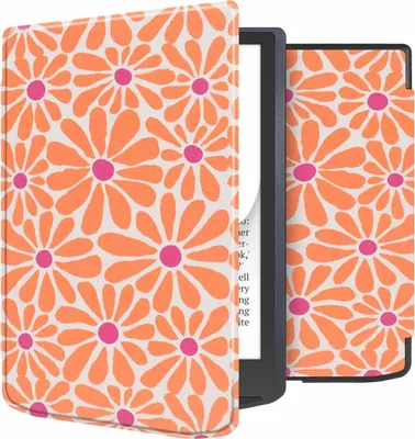 Produktbild von imoshion Design Slim Soft Case Sleepcover Pocketbook InkPad Color 3 / InkPad 4 - Orange Flowers Connect