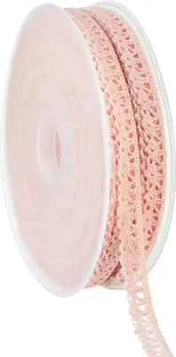 Produktbild von Spitzenborte Rosa Dekoband Baumwolle 12mm x 20m Hochzeit Vintage Deko