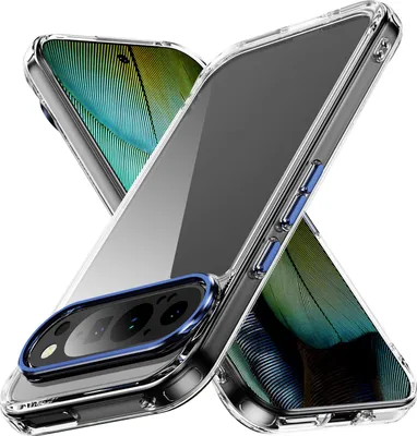Image de Étui transparent pour Google Pixel 10 / Pixel 10 Pro dos dur, cadre TPU souple, étui de protection antichoc Bleu