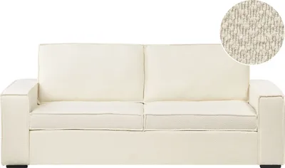 Produktbild von BELIANI Schlafsofa mit Matratze Cremeweiß aus Bouclé 3-Sitzer 3 Personen Schlafcouch Klappsofa Ausklappbar für Wohnzimmer Gästezimmer
