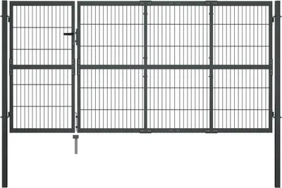 Image de Portail de jardin avec poteaux en acier 350 x 120 cm anthracite