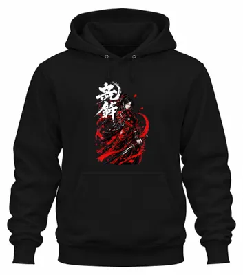 Productafbeelding van Anime Samurai Kriegerin Katana Oni Japan Y2K Hoodie, zwart, maat L