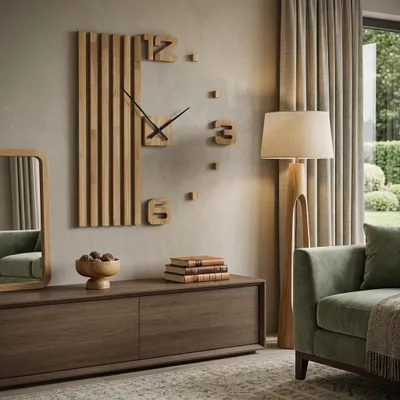 Produktbild von Wanduhr groß wanduhren Holz Eiche Holzoptic Natur Elegant Quartz ohne tickgeräusche für Büro Wohnzimmer Schlafzimmer XXL 100cm Braun, Schwarze Zeiger