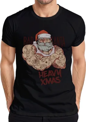 Produktbild von Heavy XMas Fitness Weihnachtsmann Gym Santa - Weihnachten Weihnachtsgeschenk Herren T-Shirt, Schwarz, M