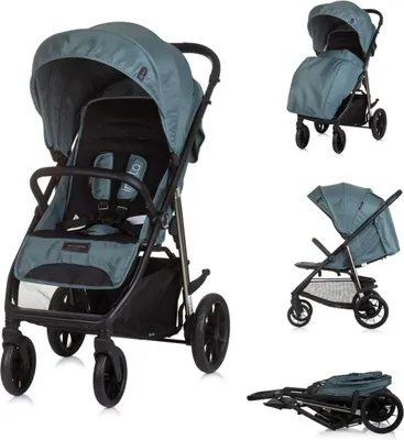 Produktbild von Chipolino Kinderwagen Buggy Insta, Fußabdeckung, Federung, Korb, Gurt, klappbar grün