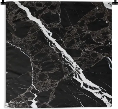 Produktbild von MuchoWow® Wandteppich Wandbehang Marmor - Schwarz - Weiß - Muster 150x150 cm Tapisserie Dekoration Wandtuch - Wohnaccessoires - Modernes