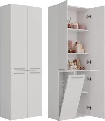 Produktbild von ADGO, Wäscheschrank, Badschrank Wäschekorb, Badregal Weiße Matte, Nel