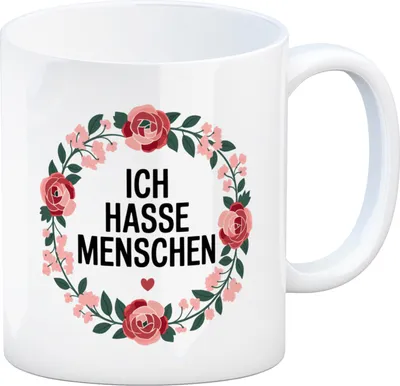Produktbild von Ich hasse Menschen Blumensprache Kaffeebecher