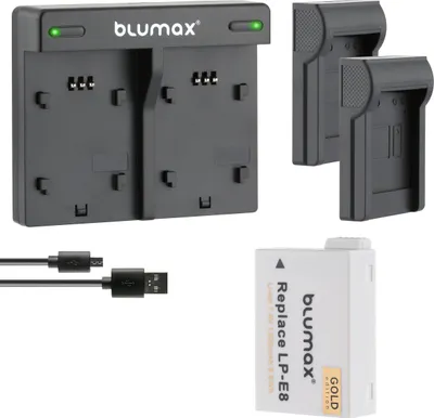 Produktbild von 1x Akku + Lader für Canon EOS 550D, 600D, 650D, 700D - LP-E8 1260 mAh (7,2V)