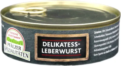 Produktbild von Pfälzer Spezialitäten Delikatess Leberwurst Vollkonserve 200g Dose