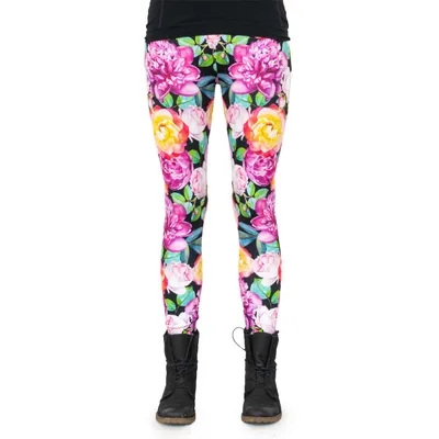 Produktbild von cosey - Blumen-Leggings (Einheitsgröße) - Design Orange-Pinke Rosen