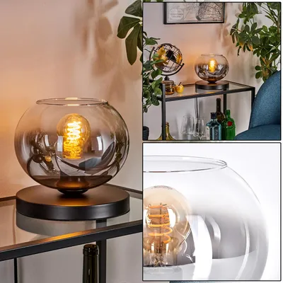 Produktbild von Carrone Tischlampe aus Metall/Glas in Schwarz/Rauchfarben/Klar