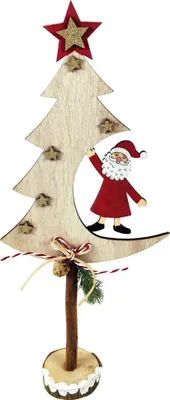 Produktbild von TrendLine Dekofigur Holz Tannenbaum Weihnachtsmann 45 x 42 x 52 cm mehrfarbig