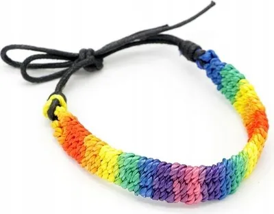 Produktbild von Regenbogenarmband an einer Schnur Regenbogen LGBT Schnur Uni