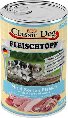 Produktbild von Classic Dog - Dose Junior Fleischtopf Pur 6x400g | 4 Sorten Fleisch
