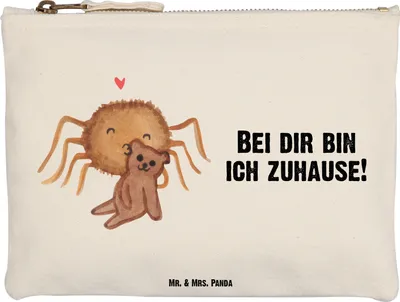 Produktbild von Mr. & Mrs. Panda Etui Spinne Agathe Teddy Größe M - Weiß - Geschenk, Kosmetiktasche, Dankeschön, Schlampermäppchen, Mäppchen, Verliebt, kosmetiktäschchen, Treue