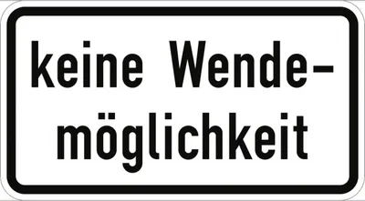 Produktbild von Verkehrsschild VZ1008-34, Keine Wendemöglichkeit, Alu, RA2, 600x330 mm