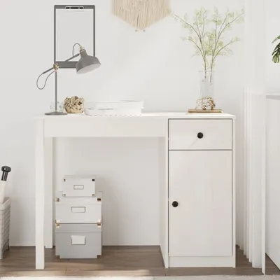 Obrázok produktu pre vidaXL Stôl biely 100x50x75 cm z masívneho borovicového dreva - Písací stôl - Kancelársky stôl - Pracovný stôl