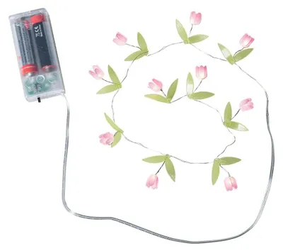 LED Blumen-Lichtkette, 10 warmweiße LEDs, 75 cm, Timer