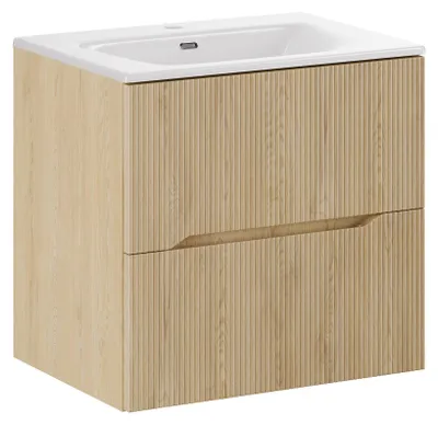 Immagine prodotto di Badplaats Mobile Bagno Nordic 60 cm – Rovere – Mobile Bagno Sospeso 2 Cassetti